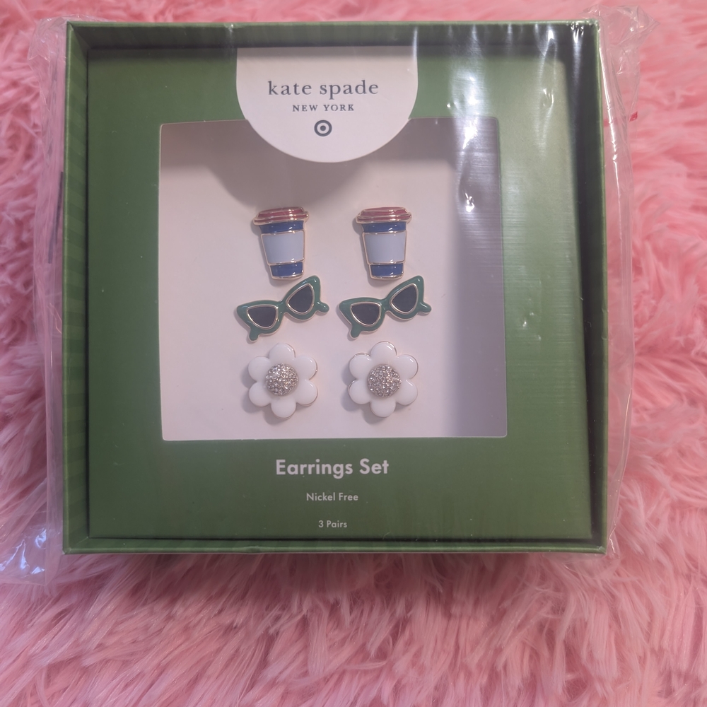 NWT Limited Edition Kate Spade Green & Target  Earrings Set